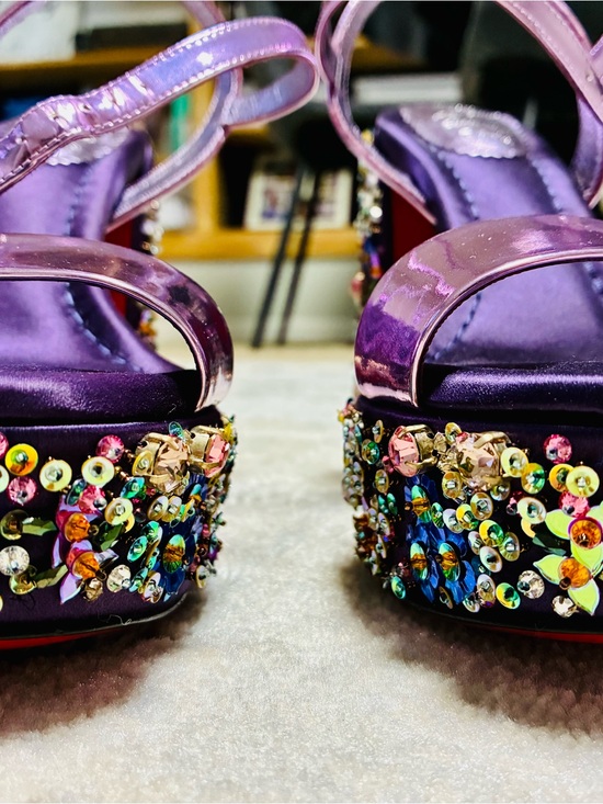 Christian Louboutin Shoes - Christian Louboutin Iridescent Purple Jeweled Platform Sandals